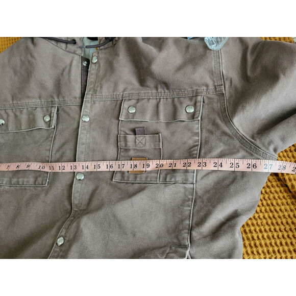 VINTAGE Carhartt Size Large Heavy Canvas Hooded Fleece Lined Brown Jacket GUC - Picture 5 of 7